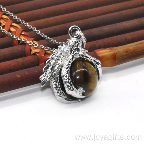 Wholesale Fashion Jewelry Tiger Eye Sphere Dragon Ball Claw Pendant